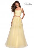Picture of: Two Piece Floor Length Prom Dress with Lace Detail in Pale Yellow, Style: 27489, Main Picture