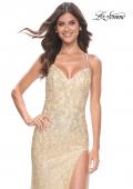 Picture of: Beautiful Prom Dress with Rhinestone and Flower Detail in Pale Yellow, Style: 31993, Main Picture