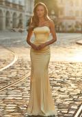 Picture of: Strapless Satin Gown with Fitted Silhouette in Pale Yellow, Style: 33546, Main Picture