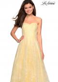 Picture of: Strapless Long Ball Gown with Floral Printed Design in Pale Yellow, Style: 27324, Detail Picture 8