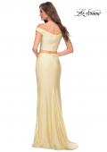Picture of: Rhinestone Off the Shoulder Jersey Two Piece Prom Dress in Pale Yellow, Style 29951, Detail Picture 8