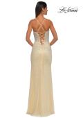 Picture of: Long Prom Dress Embellished with Rhinestones and Open Back in Pale Yellow, Style: 32547, Detail Picture 8