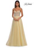 Picture of: Cute A-line Prom Dress with Pearl and Rhinestone Tulle in Pale Yellow, Style: 32644, Detail Picture 8