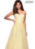 Picture of: Floor Length Tulle Ball Gown with Lace Accents in Pale Yellow, Style: 27441, Detail Picture 9