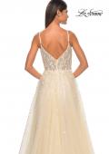 Picture of: A-Line Tulle Gown with Unique Floral and Rhinestone Details in Pale Yellow, Style: 32215, Detail Picture 9