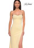 Picture of: Jersey Strapless Dress with Sweetheart Rhinestone Lined Neckline in Pale Yellow, Style 32829, Detail Picture 9