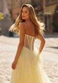 Picture of: Strapless Corset Gown with Tulle Skirt and High Slit in Pale Yellow, Style: 33491, Detail Picture 11