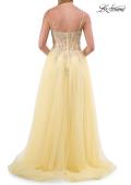 Picture of: Beaded Tulle A-Line Gown with Sheer Corset Bodice in Pale Yellow, Style: 33702, Detail Picture 11