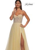 Picture of: Cute A-line Prom Dress with Pearl and Rhinestone Tulle in Pale Yellow, Style: 32644, Detail Picture 12