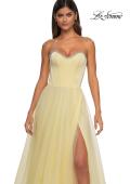 Picture of: A-line Tulle Dress with Satin Top and Rhinestone Neckline in Pale Yellow, Style: 32731, Detail Picture 12