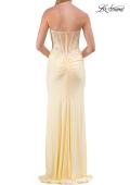 Picture of: Strapless Rhinestone Corset Gown with High Slit in Pale Yellow, Style: 33526, Detail Picture 12