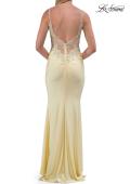 Picture of: Rhinestone Lace Illusion Gown with Low Back in Pale Yellow, Style: 33731, Detail Picture 12