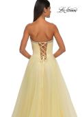 Picture of: A-line Tulle Dress with Satin Top and Rhinestone Neckline in Pale Yellow, Style: 32731, Detail Picture 13