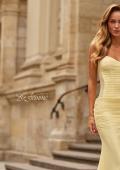 Picture of: Strapless Mesh Evening Gown with Ruching and Sheer Beaded Back in Pale Yellow, Style: 33431, Detail Picture 13, Landscape