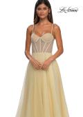 Picture of: Cute A-line Prom Dress with Pearl and Rhinestone Tulle in Pale Yellow, Style: 32644, Detail Picture 14