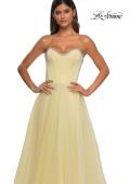Picture of: A-line Tulle Dress with Satin Top and Rhinestone Neckline in Pale Yellow, Style: 32731, Detail Picture 14