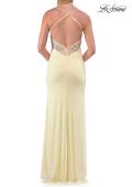 Picture of: Embroidered Corset Gown with Sheer Bodice and High Slit in Pale Yellow, Style: 33783, Detail Picture 16