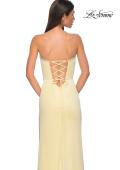 Picture of: Fitted Strapless Dress with Rhinestone Embellished Neckline and Slit in Pale Yellow, Style 32799, Detail Picture 17