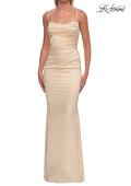 Picture of: Straight Neck Satin Gown with Lace-Up Back in Pale Yellow, Style: 33604, Detail Picture 17