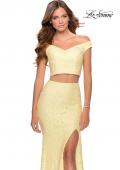 Picture of: Two Piece Off the Shoulder Sequin Lace Prom Dress in Pale Yellow, Style: 28565, Back Picture