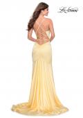 Picture of: Prom Dress with Ruching and Sweetheart Neckline in Pale Yellow, Style: 28720, Back Picture