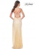 Picture of: Beautiful Prom Dress with Rhinestone and Flower Detail in Pale Yellow, Style: 31993, Back Picture