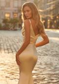 Picture of: Satin Fitted Gown with Gathered Bodice and Spaghetti Straps in Pale Yellow, Style: 33421, Detail Picture 18