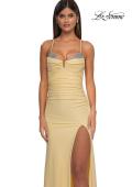 Picture of: Open Back Prom Dress with Rhinestone Detail Neckline in Pale Yellow, Style: 32851, Detail Picture 21