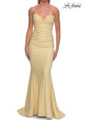 Picture of: Strapless Ruched Mermaid Gown with Lace-Up Back in Pale Yellow, Style: 33360, Detail Picture 21