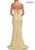 Picture of: Strapless Ruched Mermaid Gown with Lace-Up Back in Pale Yellow, Style: 33360, Detail Picture 22