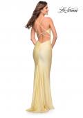 Picture of: Sparkle Rhinestone Long Jersey Prom Dress in Pale Yellow, Style: 30413, Detail Picture 23
