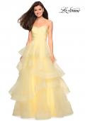 Picture of: Floor Length Strapless Tulle Ball Gown in Pale Yellow, Style: 27249, Detail Picture 1