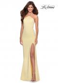 Picture of: High Neckline Prom Dress with Rhinestone Straps in Pale Yellow, Style: 28537, Detail Picture 1
