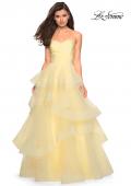Picture of: Floor Length Strapless Tulle Ball Gown in Pale Yellow, Style: 27249, Detail Picture 2
