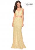 Picture of: Two Piece Lace Prom Dress with Rhinestones in Pale Yellow, Style: 27302, Detail Picture 2