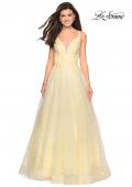Picture of: A-Line Tulle Ball Gown with Strappy Open Back in Pale Yellow, Style: 27719, Detail Picture 2
