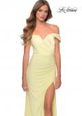 Picture of: Off the Shoulder Fully Ruched Floor Length Gown in Pale Yellow, Style: 28389, Detail Picture 2