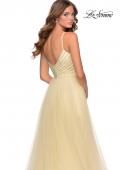 Picture of: Tulle A-line Dress with Patterned Rhinestone Bodice in Pale Yellow, Style: 28511, Detail Picture 2
