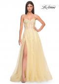 Picture of: Sweetheart Strapless Gown with Beautiful Lace Applique in Pale Yellow, Style: 32082, Detail Picture 2