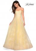 Picture of: Strapless Long Ball Gown with Floral Printed Design in Pale Yellow, Style: 27324, Detail Picture 3