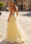 Picture of: Strapless Corset Gown with Tulle Skirt and High Slit in Pale Yellow, Style: 33491, Detail Picture 3