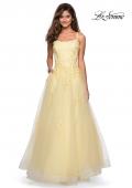 Picture of: Floor Length Tulle Ball Gown with Lace Accents in Pale Yellow, Style: 27441, Detail Picture 4