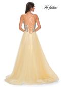 Picture of: Rhinestone Embellished Corset with Lace Up Back and Tulle Skirt in Pale Yellow, Style 32703, Detail Picture 4