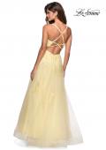 Picture of: Floor Length Tulle Ball Gown with Lace Accents in Pale Yellow, Style: 27441, Detail Picture 5