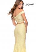 Picture of: Two Piece Off the Shoulder Sequin Lace Prom Dress in Pale Yellow, Style: 28565, Detail Picture 5