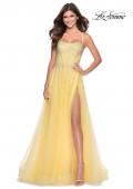 Picture of: A-line Tulle Dress with Beaded Bodice and Pockets in Pale Yellow, Style: 28583, Detail Picture 5