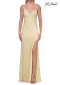 Picture of: Lace Prom Dress with Scalloped Neckline and Open Back in Pale Yellow, Style: 33647, Detail Picture 5