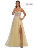 Picture of: Cute A-line Prom Dress with Pearl and Rhinestone Tulle in Pale Yellow, Style: 32644, Detail Picture 6