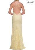 Picture of: Lace Prom Dress with Scalloped Neckline and Open Back in Pale Yellow, Style: 33647, Detail Picture 6