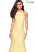 Picture of: Long Lace Prom Dress with High Neckline in Pale Yellow, Style: 27289, Detail Picture 7